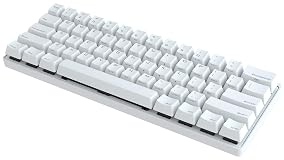 Vortexgear Pok3r 60% ultra compacto teclado mecánico para juegos – KBC Poker 3-61 teclas PBT Láser grabado Keycaps – PC/Mac/Linux – Programable [Carcasa de metal] Clicky (Cherry Mx Blue, Blanco)