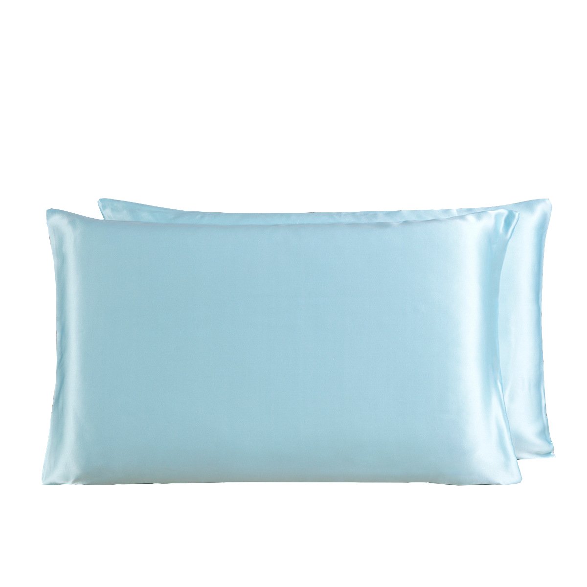 LSHARON Silk 100% 19 Momme Mulberry Silk Pillowcase Facial Beauty Housewife Pillowcase Both Side Light Blue 51x76cm (Light Blue)