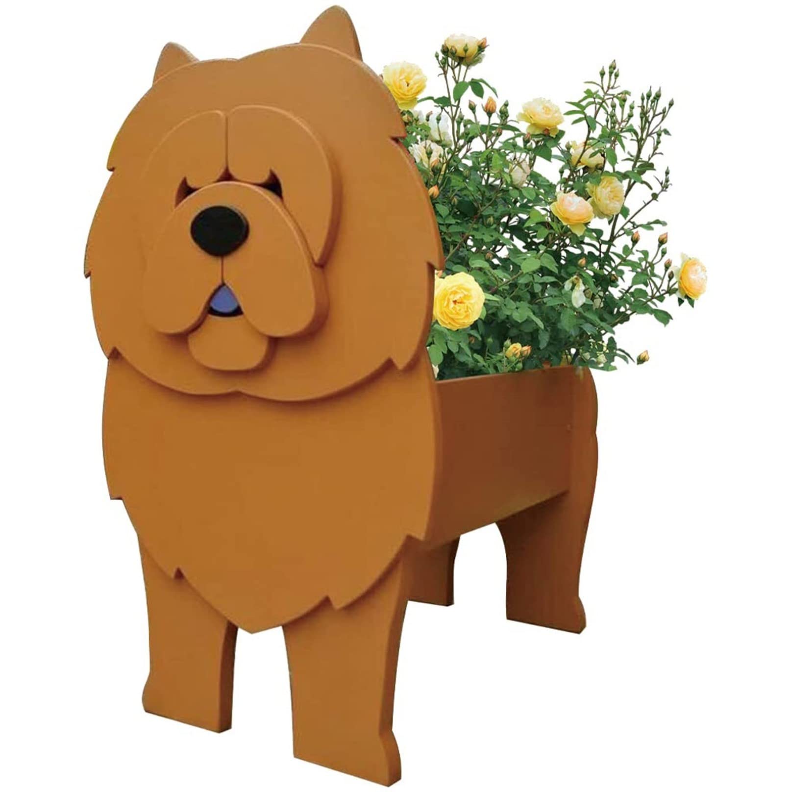 TTiiLoe Cute Dog Planter, Chow Chow Plant Pots, PVC Herb Garden Flower Pots, Dog Cartoon Shaped Plant Container Holder, Gifts for Pet Lovers, 24x18cm/9.44x7.08in