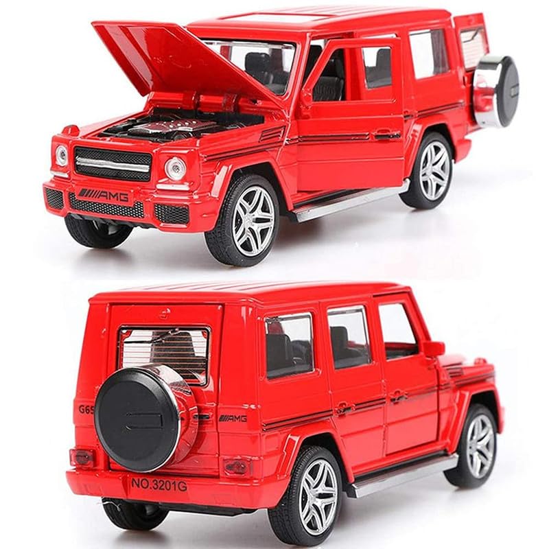 Image of Kids Model 1:32 G65 Die Cast Metal Car Pull Back Action Opening Doors with Realistic Engine Sound Lights Toy Car Gift for Boys - Multi