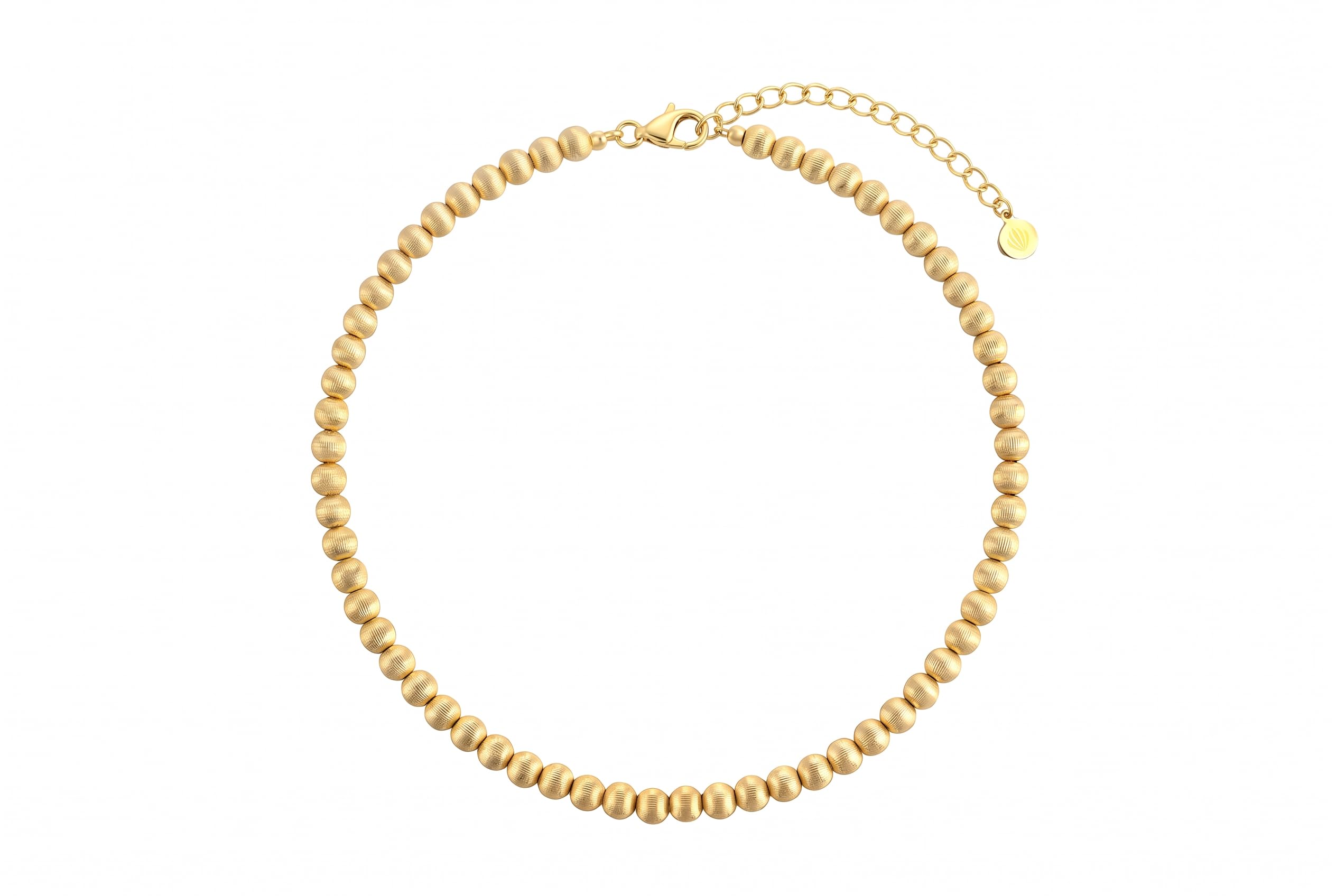 Collar de Cuentas de Oro Cepillado de 6 mm - Gargantilla de Esfera de Oro de 14K - Collar de Bolas Doradas Hecho a Mano - Collar Statement