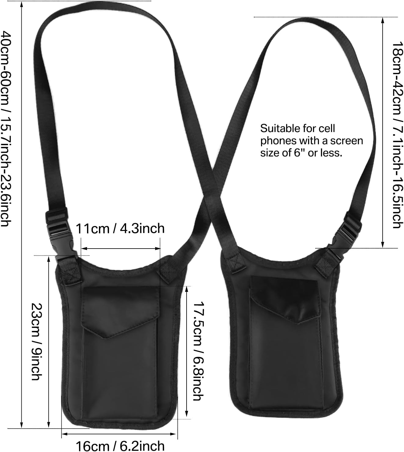 Neween Hidden Underarm Shoulder Bag Shoulder Holster Storage with Pack Pocket Double Armpit Tactical Bag for Men/Women Travel