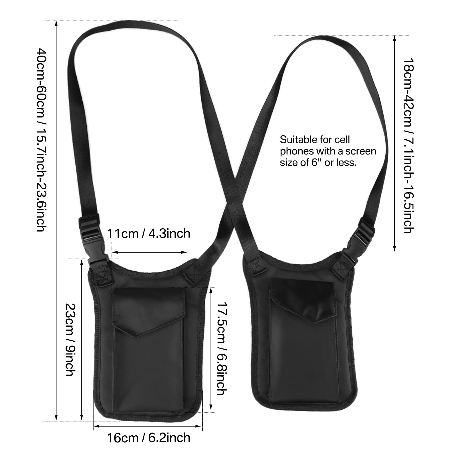 Neween Hidden Underarm Shoulder Bag Shoulder Holster Storage with Pack Pocket Double Armpit Tactical Bag for Men/Women Travel