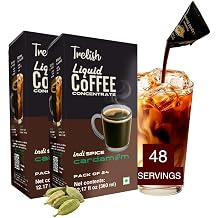 Trelish Coffee Concentrate -Cardamom 12.17 fl oz- pack of 2 | 48 servings | Perfect for Hot or Iced Instant Coffees, Sugar Free, Shelf Stable, No Refrigeration, Travel Friendly |