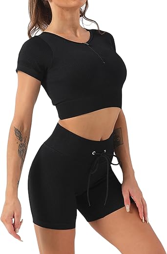 Workout Sets for Women 2 Piece High Waisted Seamless Leggings & Sports Top Sets Yoga Gym Activewear Set