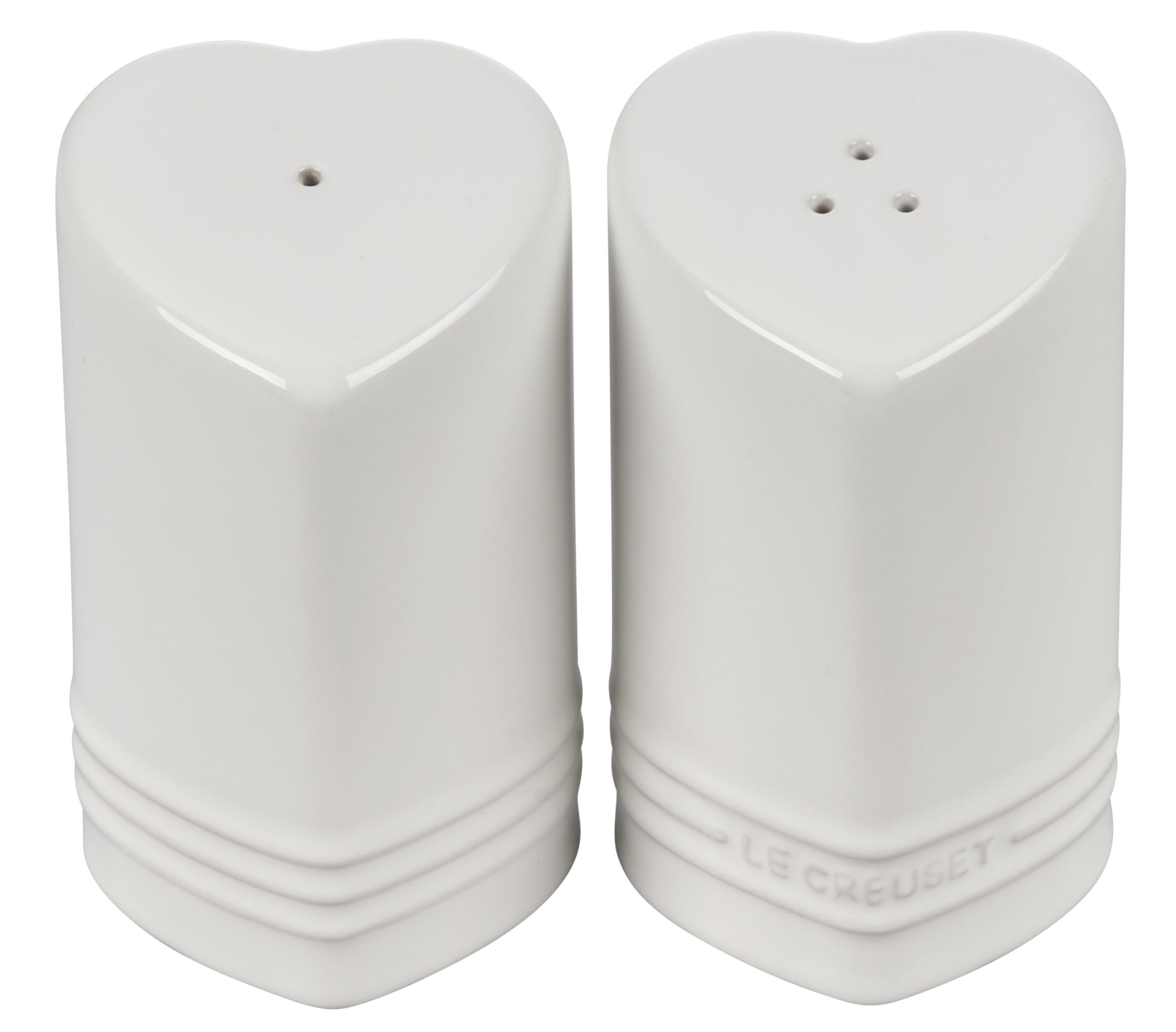 Le Creuset Salière et poivrière en céramique en forme de cœur, 118 ml chacune, blanc