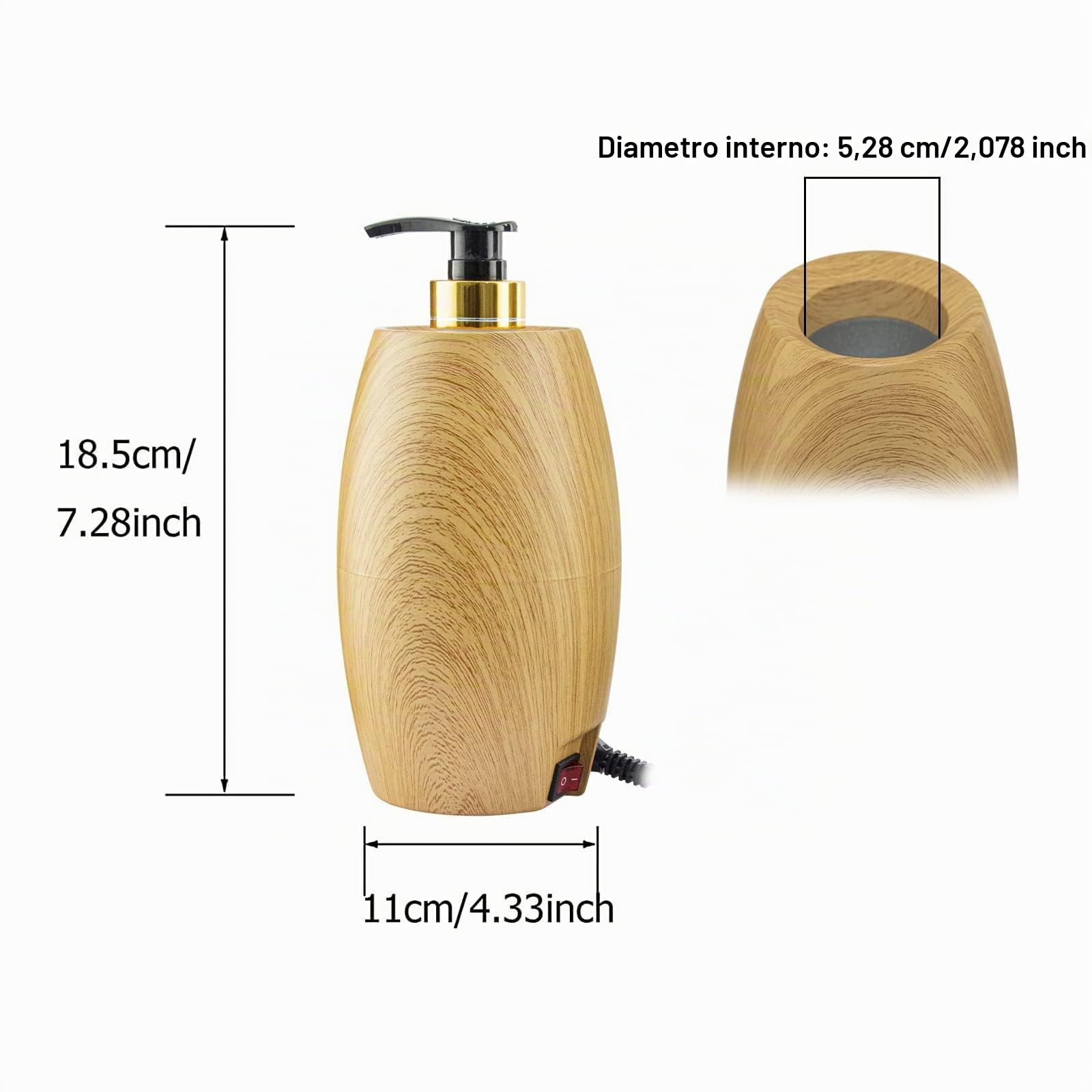 Elitzia Massaggio Olio Scaldabagno Lozione Warmer 131 ° F Temperatura costante con Bottiglie Pompa di Plastica Massaggio Olio Riscaldatore per Creme Gels & Oli Essenziali ETOH843N (naturale)