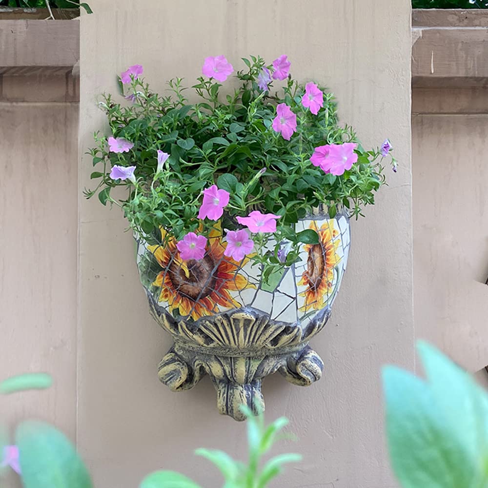 DFGHNBVC Mosaic Ceramics Wall Planter,Wall Hanging Planter Flower Pots For Fence Planters, Wall Planter That Are Easy To Hang,Sun-resistant,Wall Planters For Outdoor Plants Corridor Plante,B