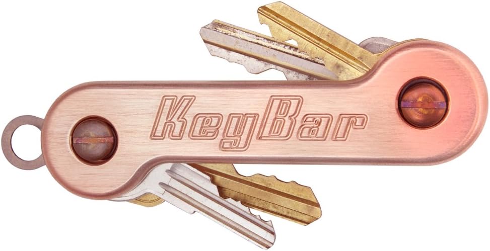 KeyBar Copper Key Organizer EDC Tool | Everyday Carry Compact Key Holder Multi-Tool and Keychain Organizer with Pocket Clip (Holds up to 12 Keys) Made in The USA