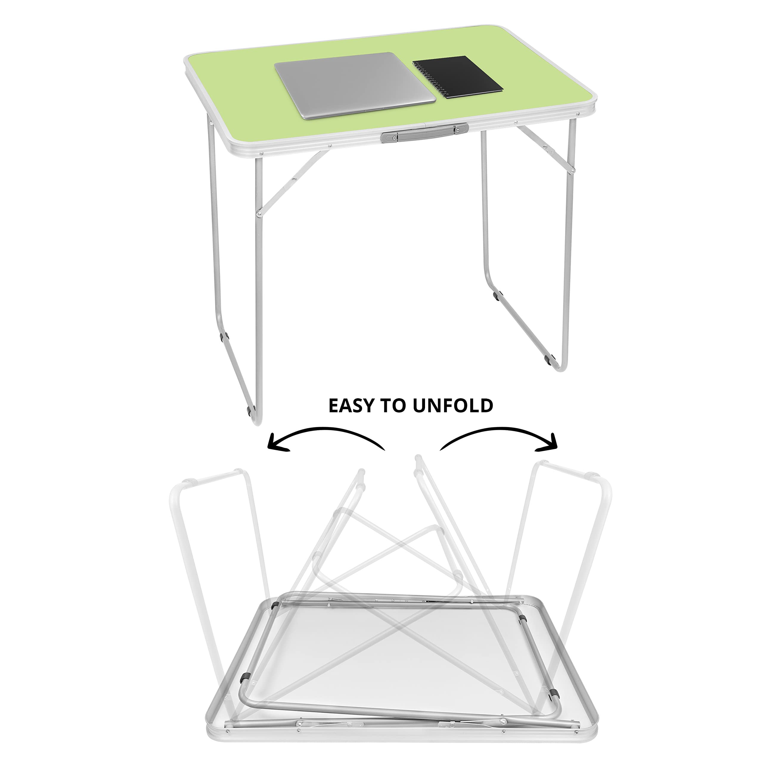 ABOUT SPACE Aluminium Picnic Table Travel Friendly Multipurpose Camping & Hiking Table - Foldable Space Saving Table with Handles & Perfect for Cooking,Indoor & Outdoor (L 80XB 60XH 72 Cm,Green) - Image 6 thumbnail