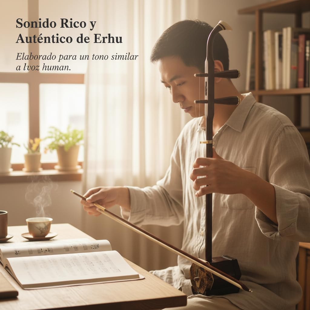 Chinese Hexagonal Instrumento Musical, Piel Serpiente, Erhu Principiante, sarrollo Habilidas, Para Compositores, Profesional, clásico negro