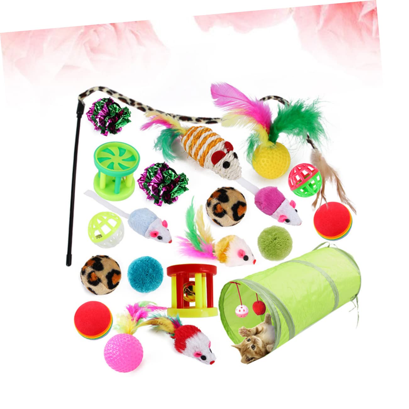 FOMIYES 42stücke Teiliges Katzen-spielzeugset Mit Teaser-Stick Interaktive Spielzeuge Für Katzen Fördert Spiel Und Langlebige Materialien Für Stundenlangen Spaß