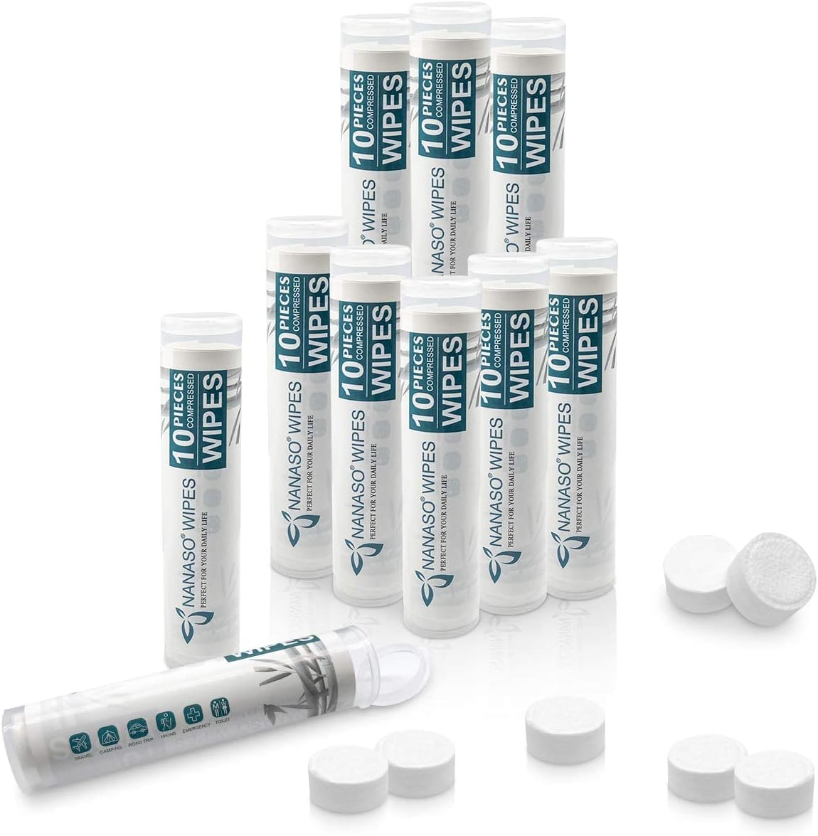 100 Pieces Compressed Wipes, Compressed Towels Tablets, Portable Face Towels Tablets, Compressed Coin Tissue for Travel, Home, Beauty Outdoor Activities