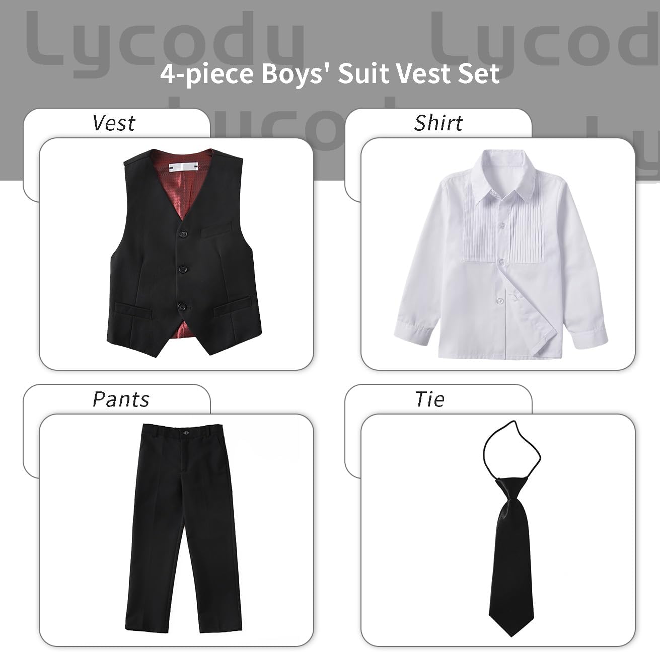 Boys Vest Set Formal Dress Suits Wedding Outfit Dresswear - Image 2