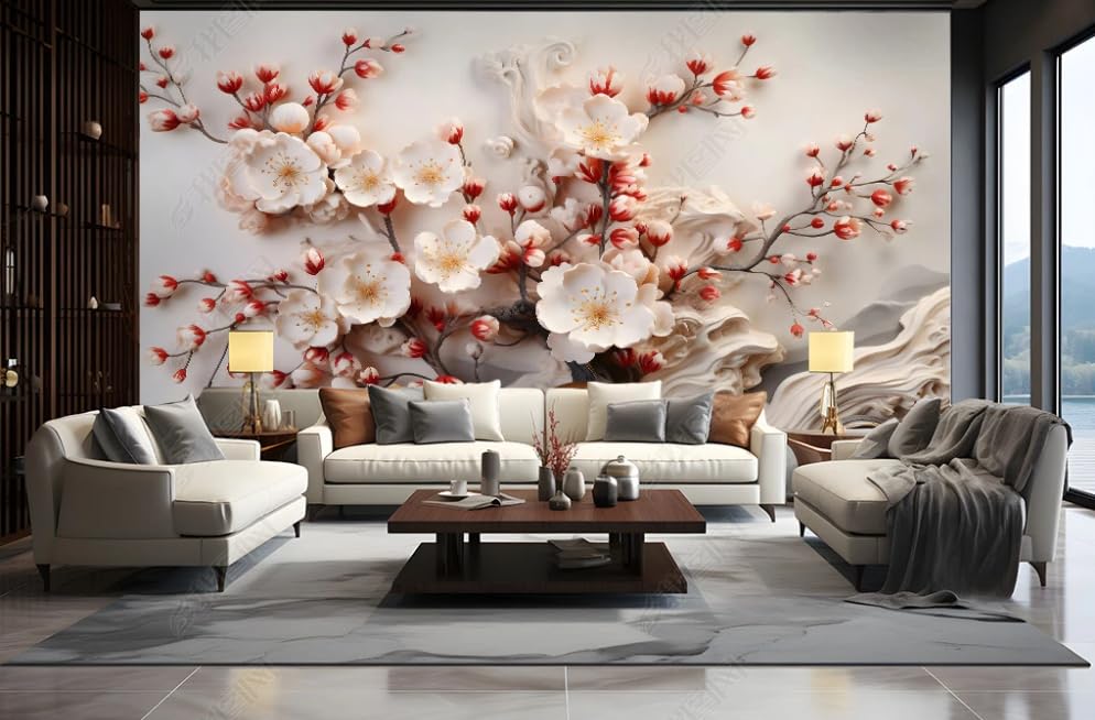 Papier Peint Panoramique 3D Fleur Tableaux Muraux Salon 150cm - 2