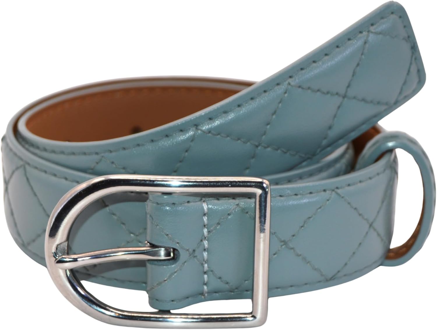 Kids Equestrian Genuine Leather Quilted Belt for Breeches, Durable Stainless Steel Buckle Toddlers, Kids, Girls, Teen