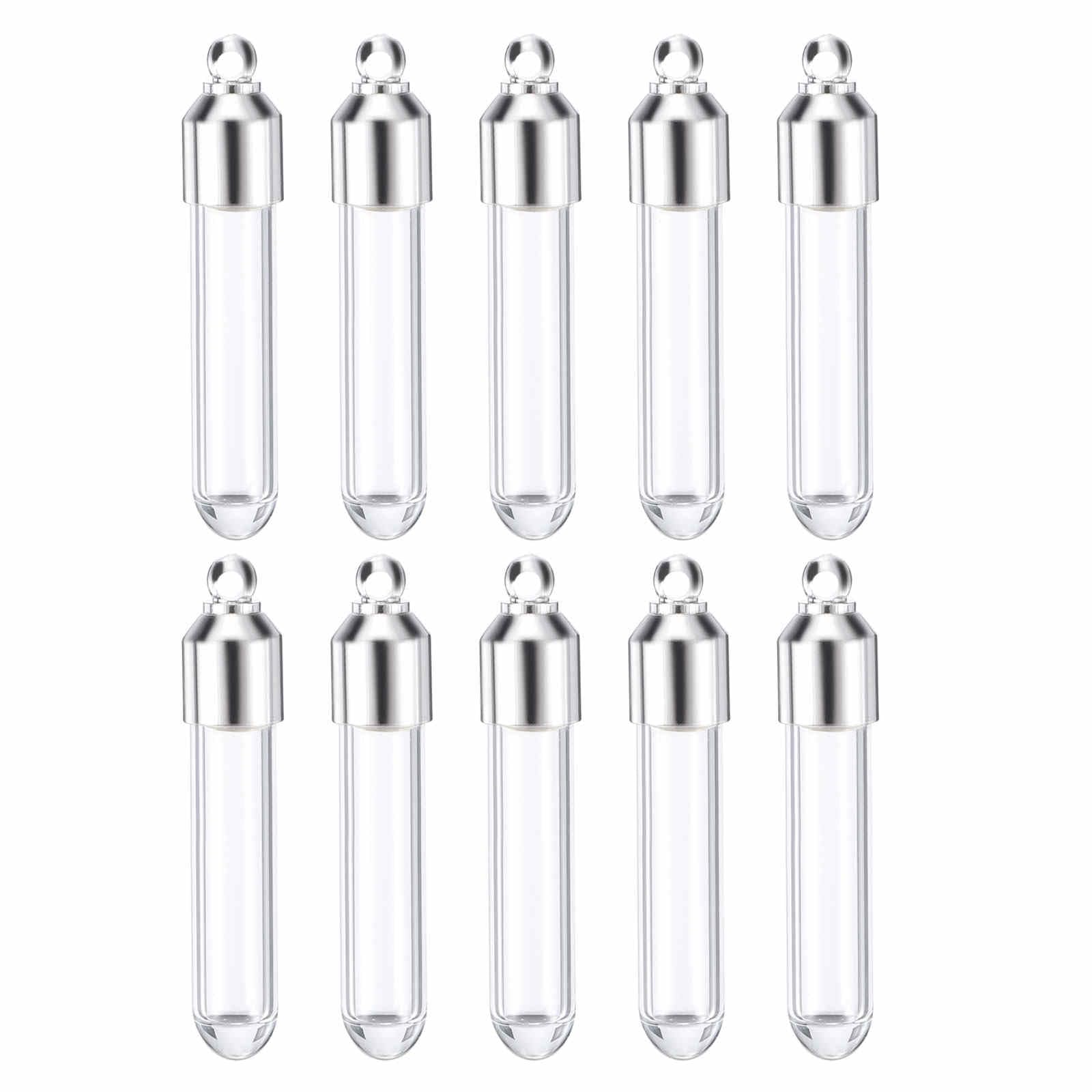 HARFINGTON 10 Pcs Name on Rice Glass Vial Pendant 6mm Width Mini Glass Bottles, for Necklace Wish Bottles DIY Pendant Craft Souvenirs