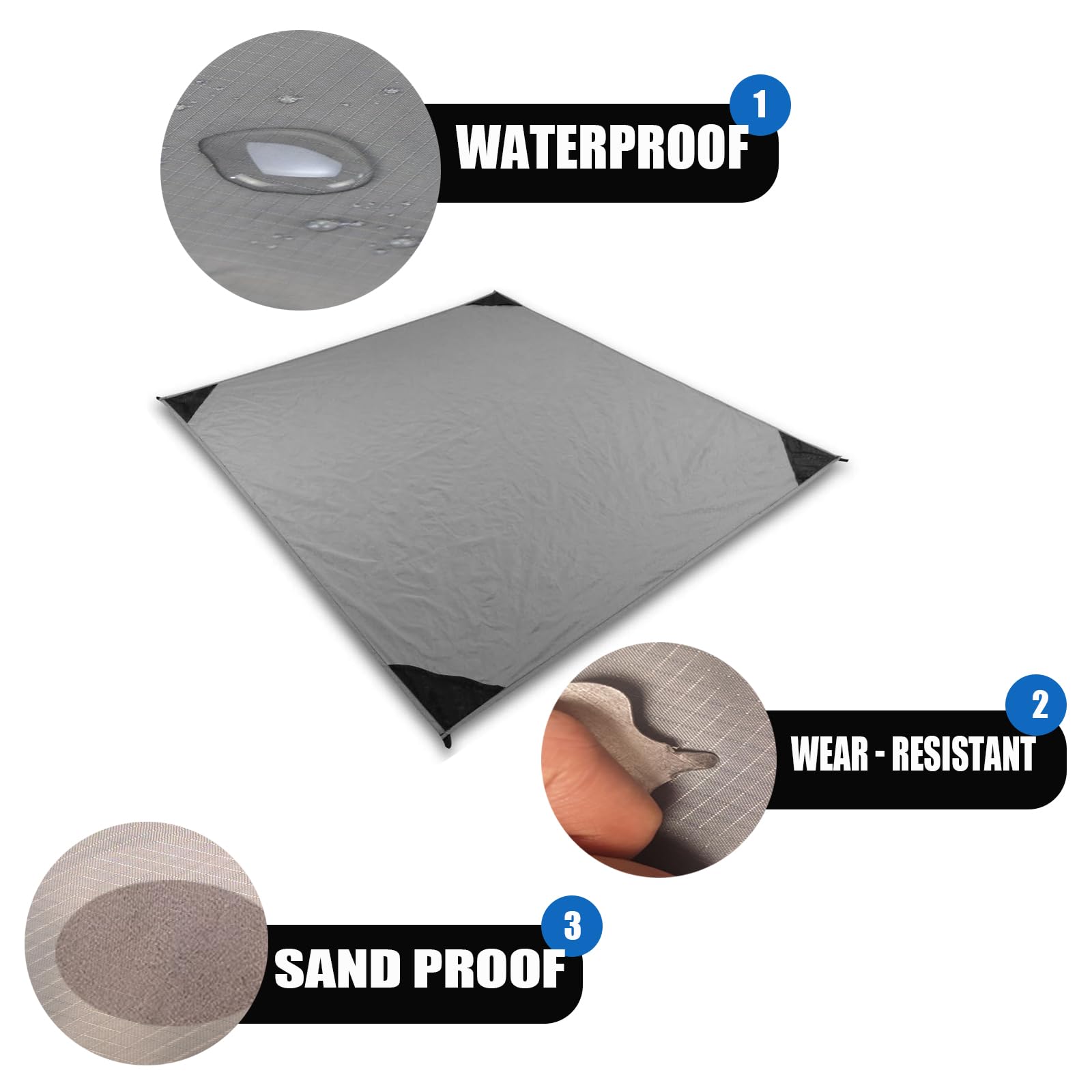 Mini Coperta da Spiaggia Portatile Antisabbia Tascabile 140x200cm per Picnic Campeggio Trekking