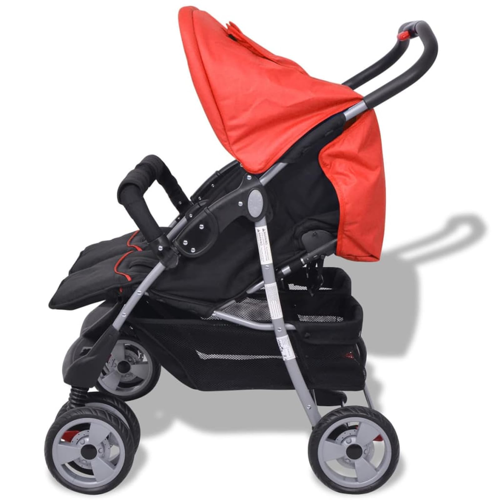 Gecheer Plegable Silla gemelar para Gemelos y Hermanos Carrito Gemelar Silla de Paseo Cochecito de Bebé Capacidad de Peso Rojo y Negro 93 x 68 x 103 cm,Type 1