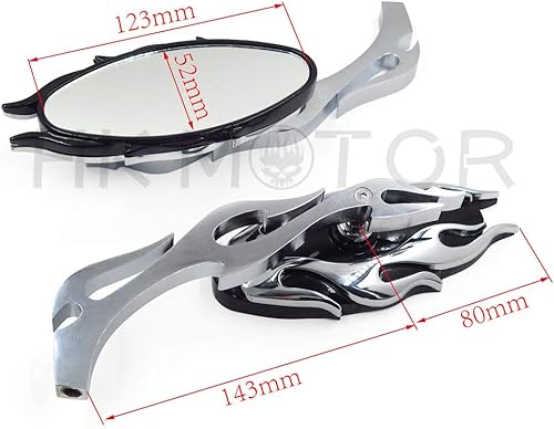 Miniatura 2 de HONGK- Espejo retrovisor estilo llama de motocicleta Compatible con cualquier crucero chopper personalizado cromo B01C0SR16A