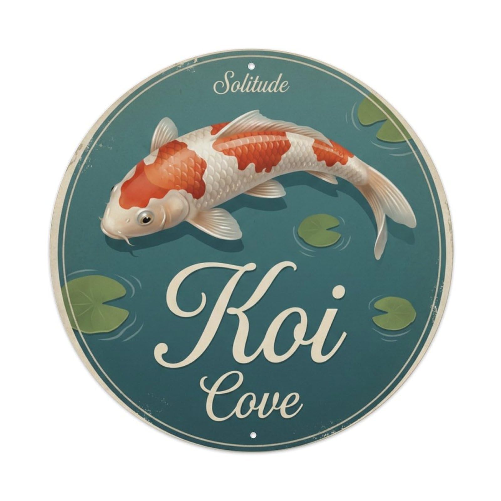 Metal Tin Sign Koi Fish Firm Strong Robust Japan Vintage