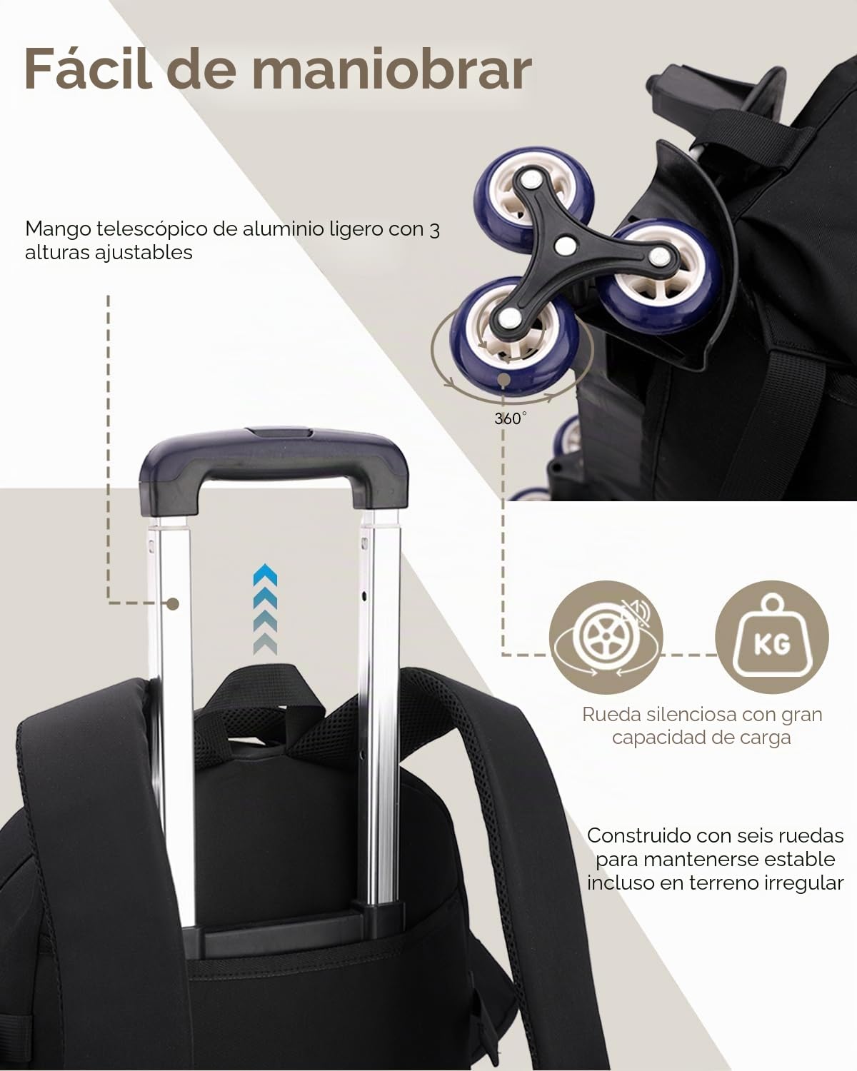Tanou Mochila Escolar con Ruedas, 30L Mochila Adolescente Chico con Carro, Impermeable Trolley Bolsa de Ruedas Niño para la Escuela Secundaria y Bachillerato