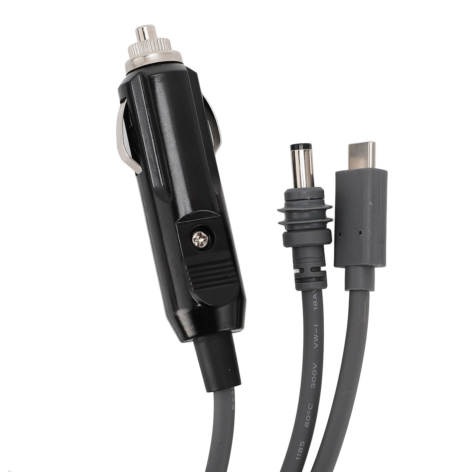 Przewód zasilający DC do USB C do Mini, 3 w 1 100 W adapter ładowarki samochodowej Wodoodporny kabel Mini, zewnętrzny przewód zasilający DC do podróży,