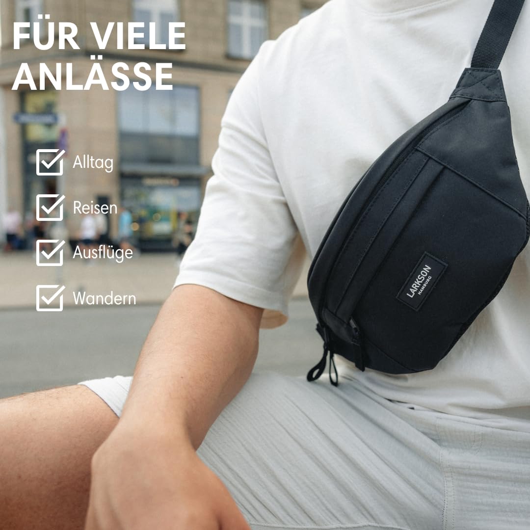 LARKSON Bauchtasche Damen & Herren Beige - Ole - Hüfttasche für Sport Outdoor Stadt - Gürteltasche Stylisch für Festival - Crossbody Bag mit Gurt - Wasserabweisend