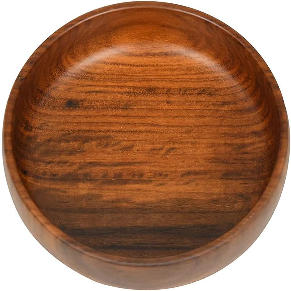 Handcrafted Solid Wooden Round Shape Multipurpose Serving Bowl for Breakfast Snacks Soup Serveware Salad Bowls for Home Kitchen - Pack of 1 (Brown) 7 inch Lenght