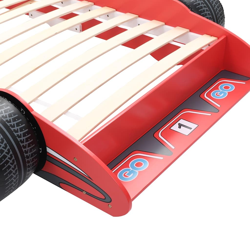 vidaXL Kinderbett mit Lattenrost Bett Autobett Jugendbett Babybett Spielbett Einzelbett Schlafzimmer Kinderzimmer Kindermöbel Rennwagen Design 90x200cm Rot