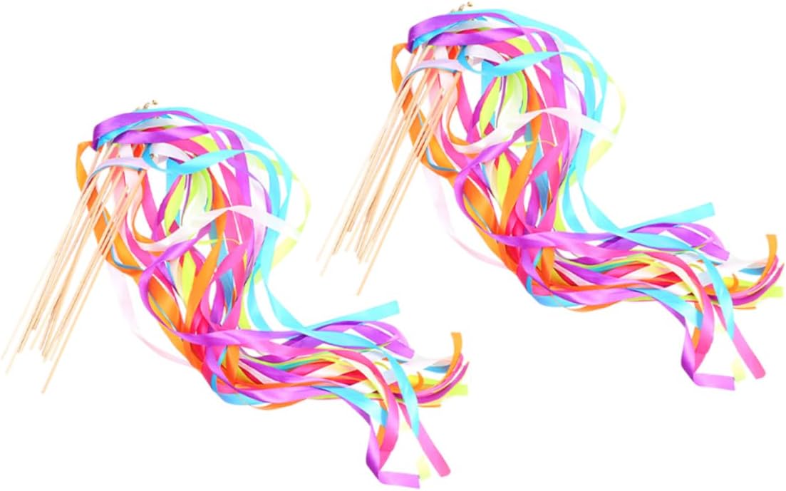 20pcs Wedding Ribbon Sticks Fairy Wands for Party Decorations Streamers for Weddings and Celebrations Smooth Handles Festive Atmosphere