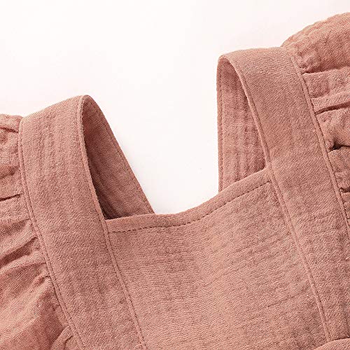 Douhoow Infant Baby Girl Romper Baby Ruffle Bodysuit Jumpsuit One-Piece Cotton Linen Clothes3