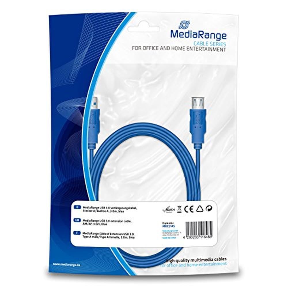 MediaRange MRCS145 USB Cable AM/AF 3m USB 3.0 blue