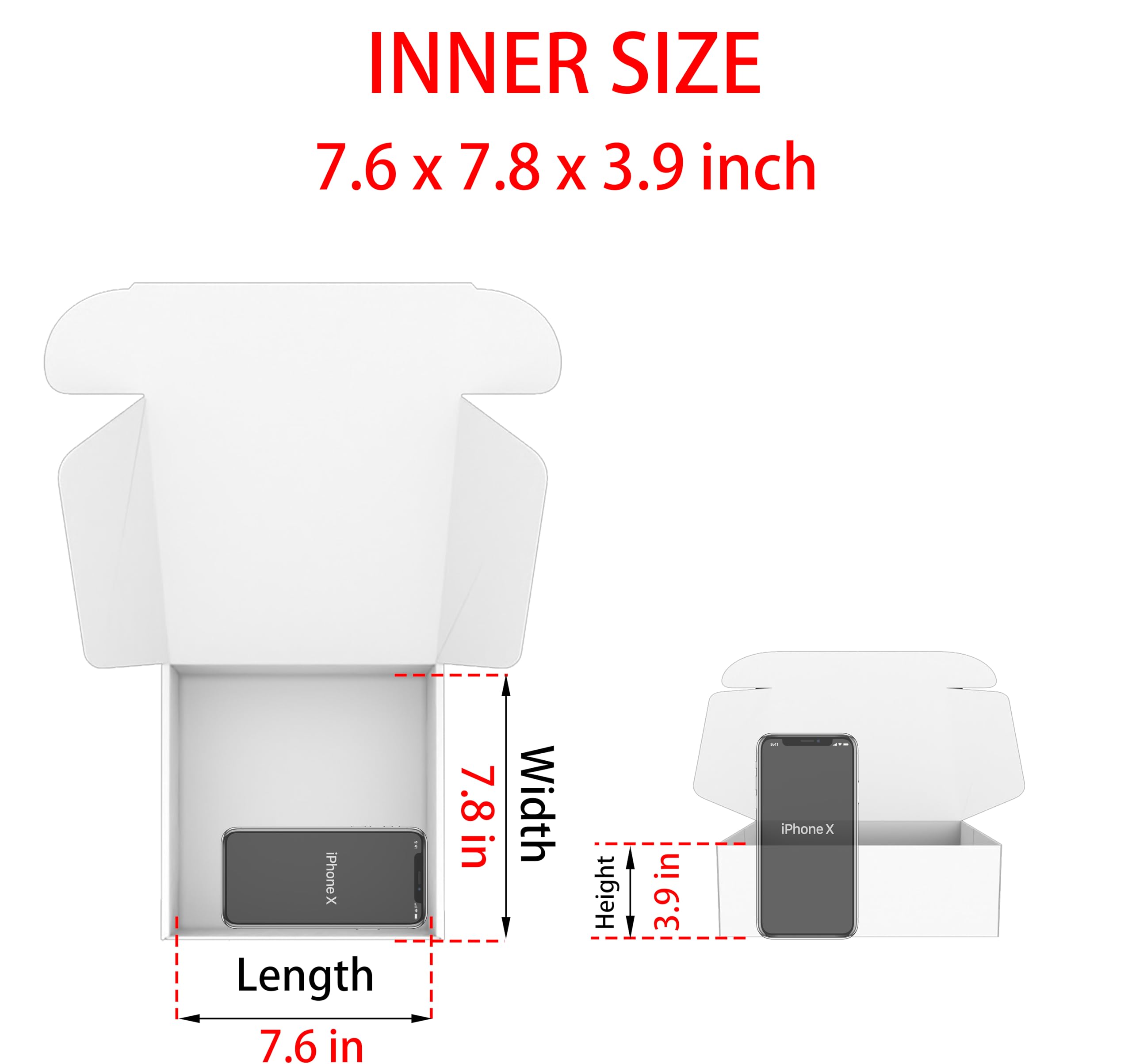 Cajas de envío pequeñas blancas para pequeñas empresas, paquete de 25 cajas de cartón corrugado de 8 x 8 x 4 pulgadas para envío, embalaje, manualidades, regalos y productos