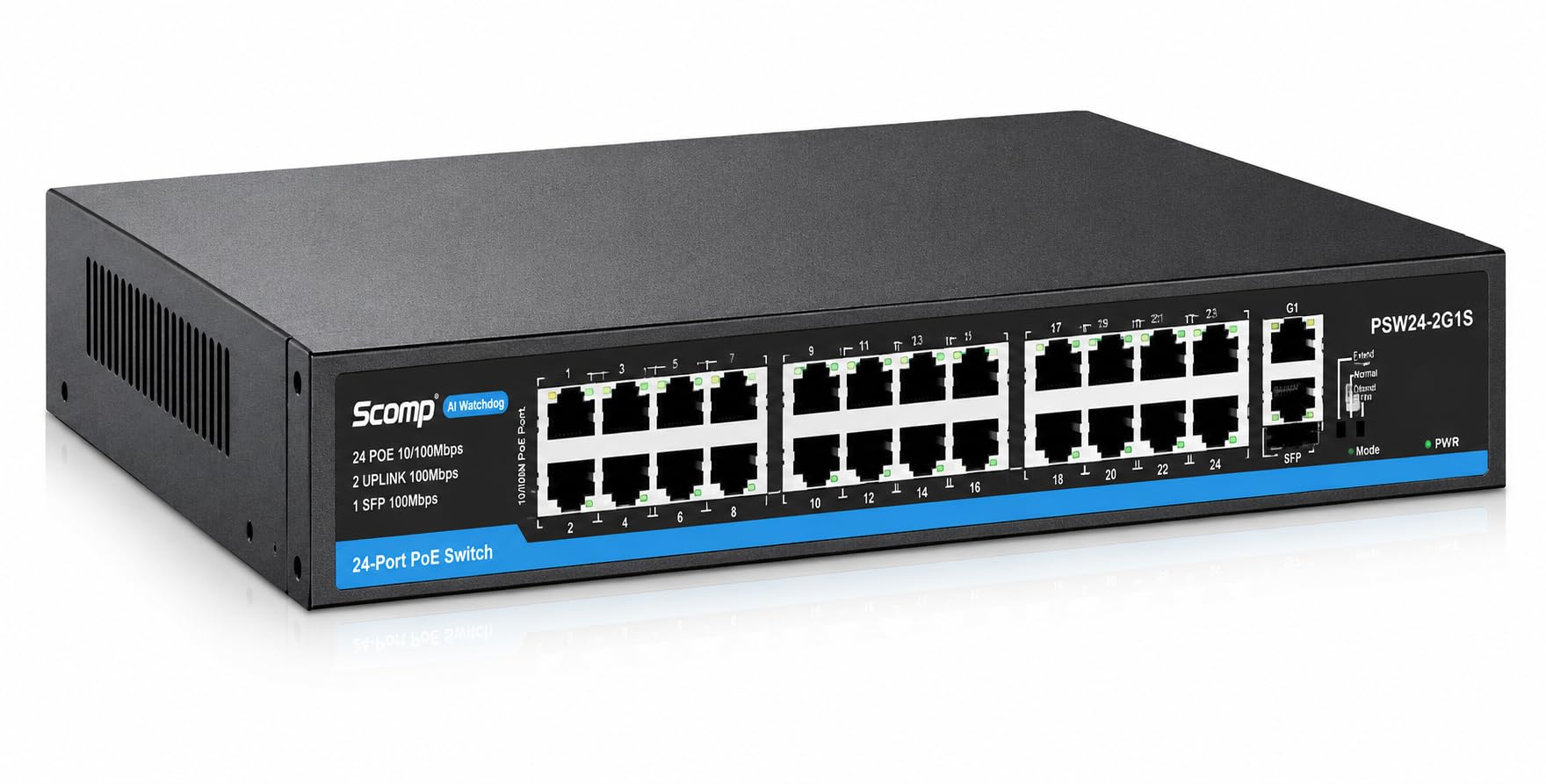 28 Port PoE Switch with 24 PoE Ports, 2 Gigabit Uplink Ports & 2 SFP Slots, 320W IEEE 802.3af/at Network Switch for CCTV IP Cameras, Rackmount Metal Body-image-38