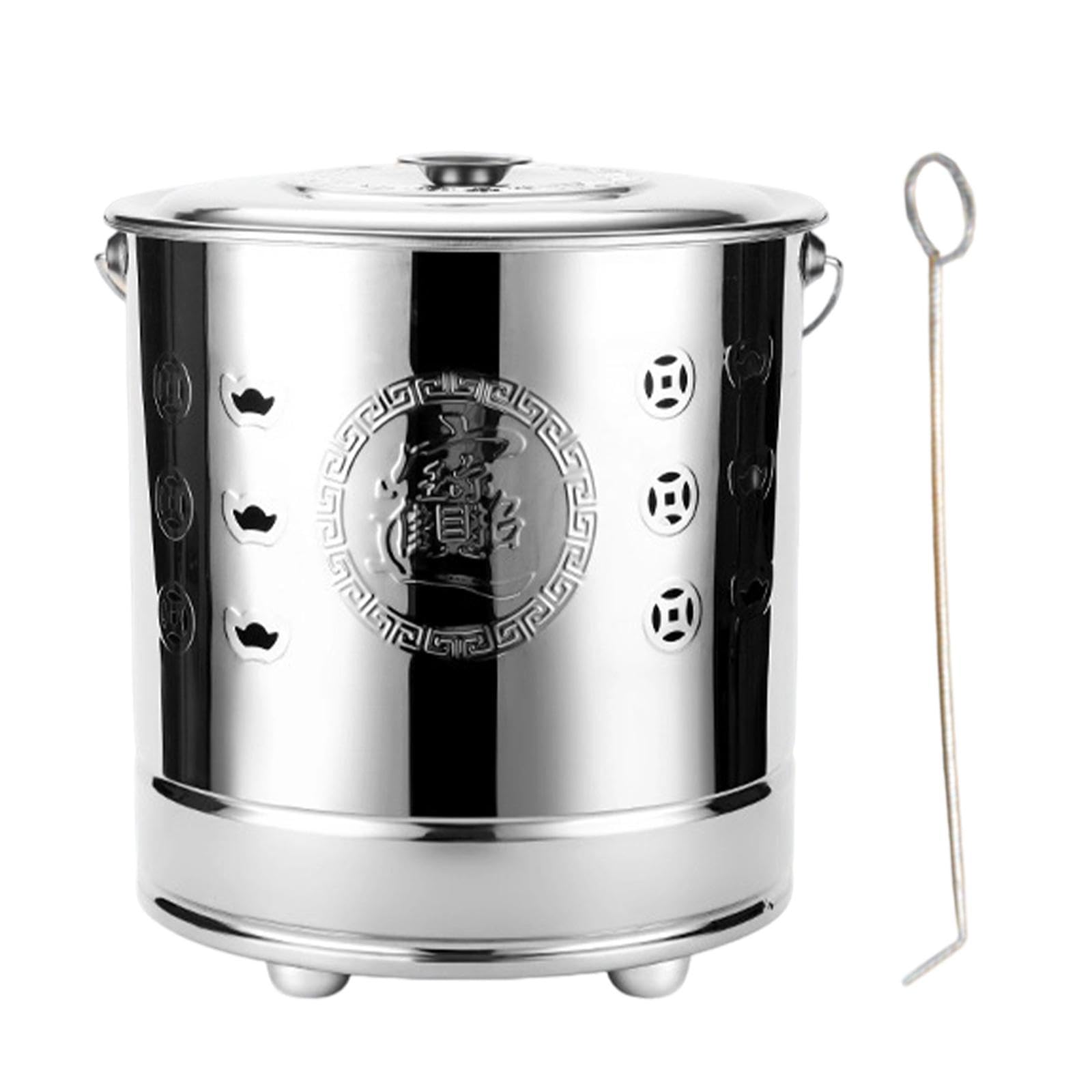 Burning Bucket Portable Handle Versatile Burn Barrel for Paper Outside Trash Silver S | Home & Garden | Yard, Garden & Outdoor Living | Outdoor Cooking & Eating-image-24