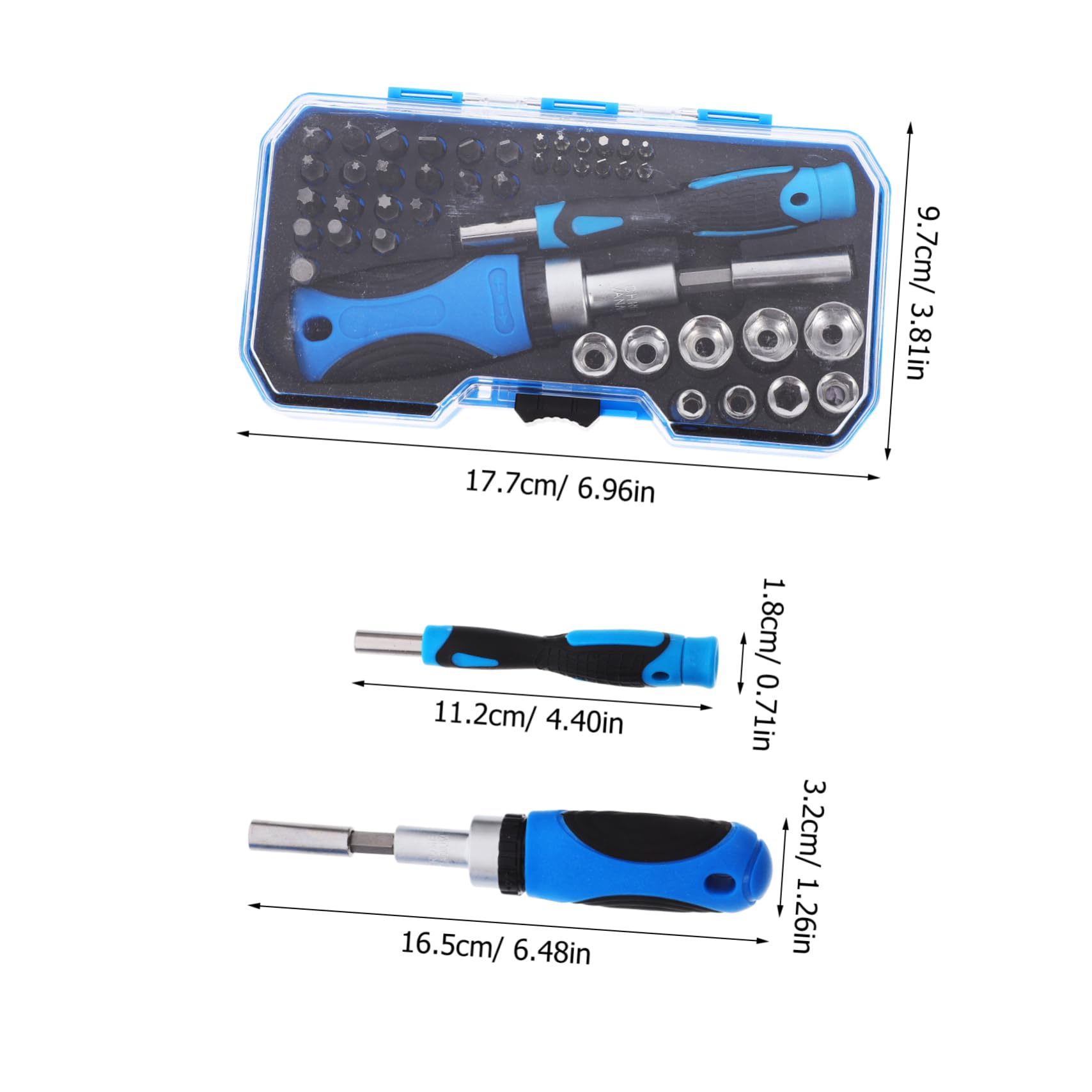 NUOBESTY Set Cacciavite a Cricchetto Portatile 44 Pezzi, con Bussole e Punte Multifunzione, Acciaio al Cromo Vanadio per Manutenzione Casa e Auto