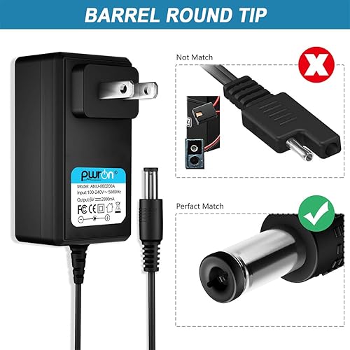 Miniatura 2 de Cargador de batería PwrON 6.6 pies 6 V por Dynacraft Hello Kitty Spiderman BMW Coupe manejo electrónico en coche deportivo Quads para niños