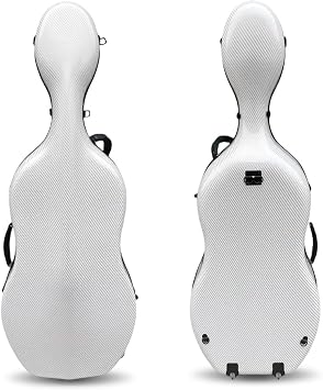 Cello case 4/4 hard with wheels,Straps Carbon Fiber cello box Lightweight Strong protect carry cello White