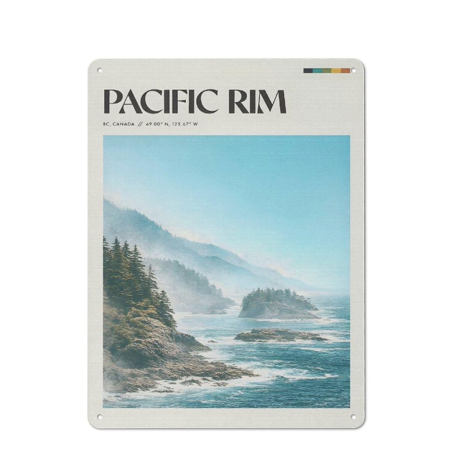 Junmoney Style-13 Modern Vintage Pacific Rim Bc Canada Coastline Office Metal Sign 40X30cm, Creative Space Decor For Hobby Room, Office, Lounge Or Living Room