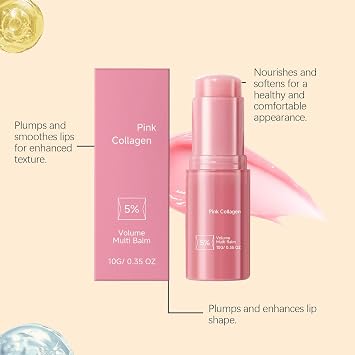 Pink Collagen Volume Multi Balm Stick,Multi-Purpose Anti-Aging Face Stick for Under-Eye, Neck, Forehead & Smile Lines,Firming & Lifting Collagen Booster,Wrinkle Bounce (1, pc)