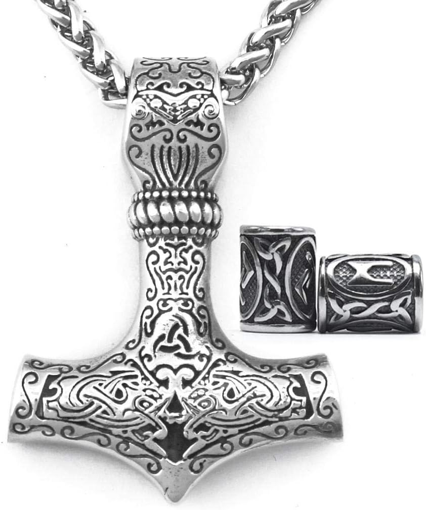 Mjolnir Thors Hammer Necklace Mixed Gold Color Pendant Stainless Steel Viking Accessories Norse Pendant Viking Jewelry for Men