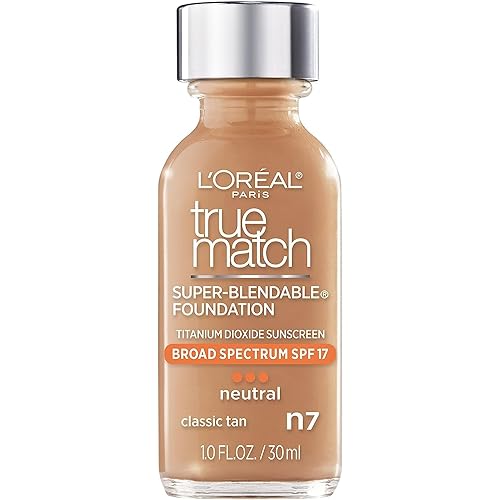 L'Oreal Paris Makeup True Match Super-Blendable Liquid Foundation, Classic Tan N7, 1 Fl Oz,1 Count