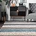 nuLOOM Drey Striped Shag Area Rug - 8x10 Shag Area Rug Casual Blue Multi/Brown Rugs for Living Room Bedroom Dining Room Nursery