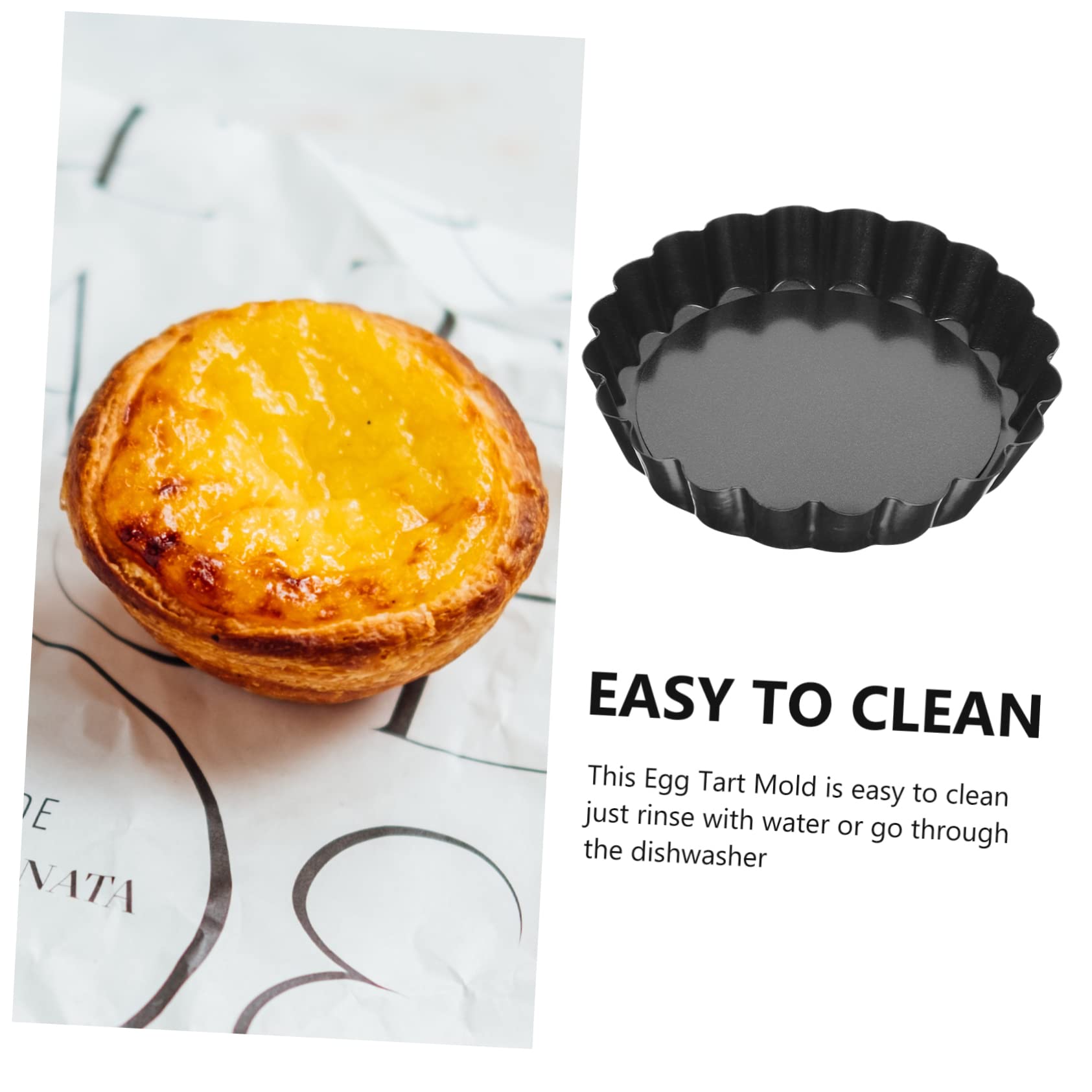 Cabilock 8Pcs Mini Tart Molds Removable Bottom Baking Pans for Egg Tarts Non Stick for Afternoon Tea Family Gatherings Design