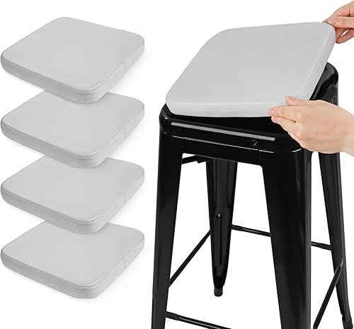 Miniatura 7 de SINOSSO Leathaire - Cojín moderno para taburete de bar de piel sintética, 1 pieza, magnético, para silla pequeña, para cafetería, bistró, taburete