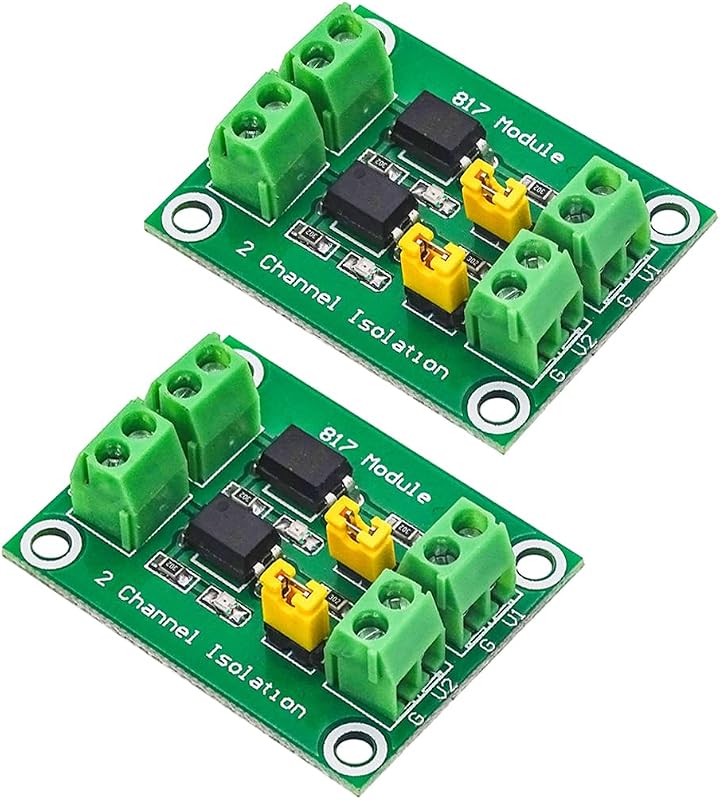 HiLetgo 2pcs PC817 2 Channel Optocoupler Isolation Board 817 Voltage Isolation Module Voltage Converter Module 3.6-30V Photoelectric Isolated Module(2/4/8 Channel Optional)