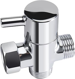 All Metal Shower Head Arm Diverter: Valve for Hand Held Showerhead and Fixed Spray Head- Bathroom Shower System Replacement Part- Polished Chrome (Brass)