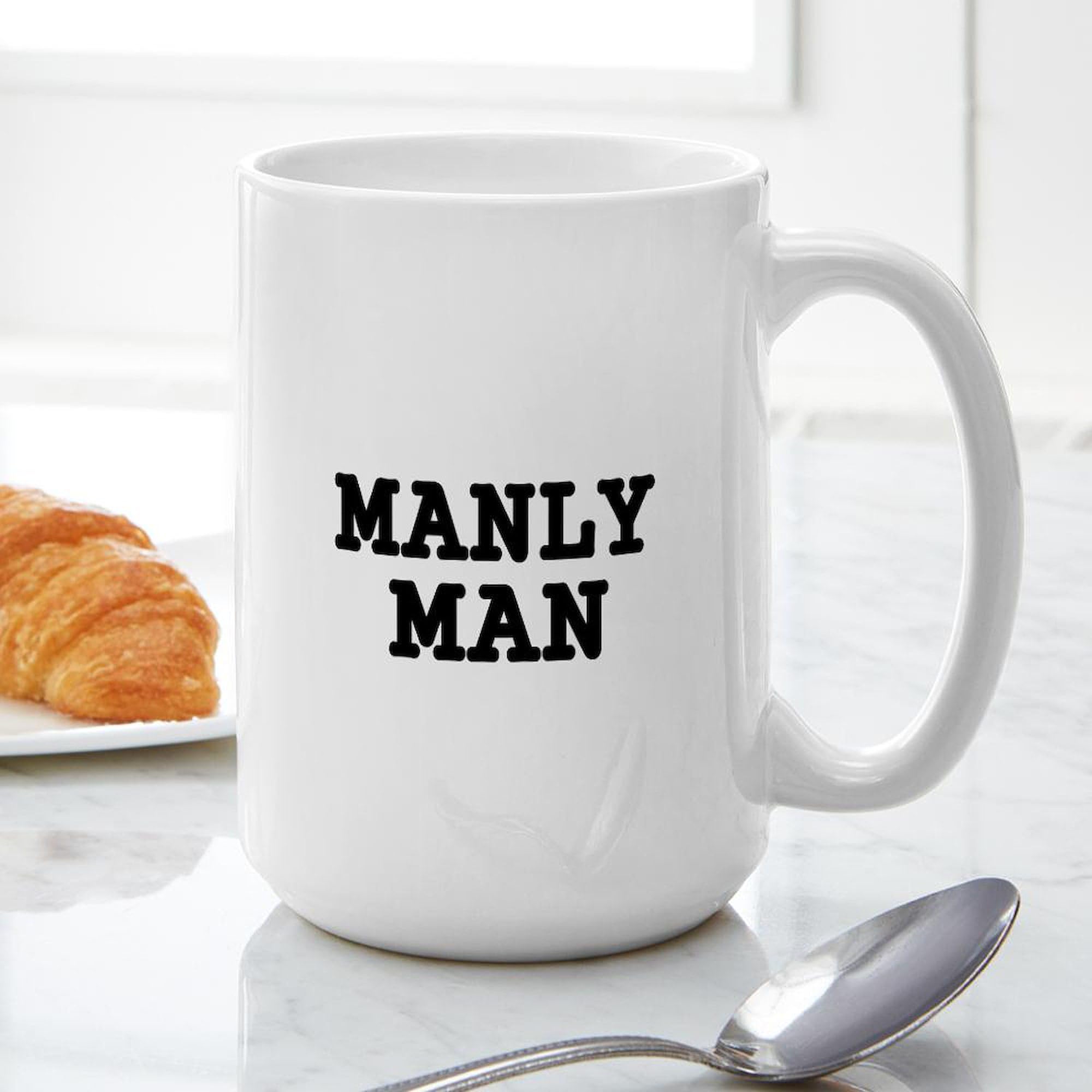 Amazon.com | CafePress MANLY MAN Mug 15 oz (444 ml) Ceramic Coffee Mug: Coffee  Cups & Mugs