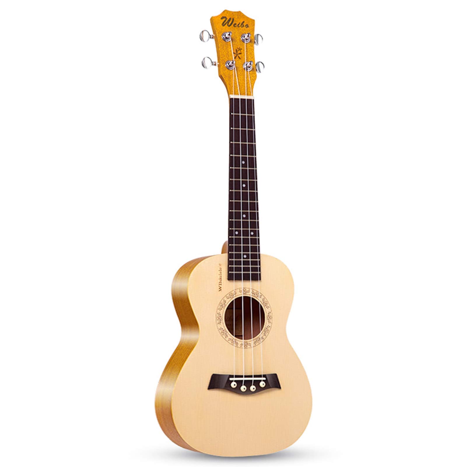 LXLA Ukulele dla początkujących, 63 cm drewniane ukulele sopranowe ze sznurkami i kostkami i torebką oraz kapodaster i sankbook - wybór prezentów urodzinowych na festiwale